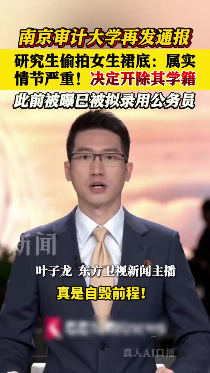 南京审计大学研究生 顾振佳 偷拍女生裙底爆火 当场抓包事后求饶惨遭开除