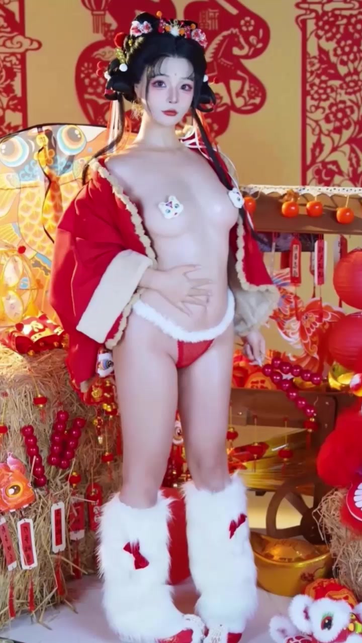 肥臀福利姬 玉汇 醒狮少女写真 肥臀高翘爆奶诱人 丁字裤深深勒进逼缝 每帧都在疯狂挑逗！