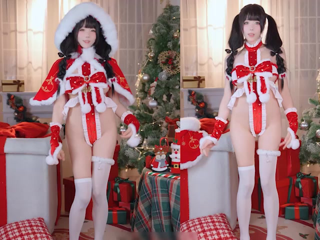 极品福利姬 咬一口兔娘ovo 新作兔兔圣诞礼物 黑丝翘臀兔耳诱惑 湿润骚穴销魂到极致！1