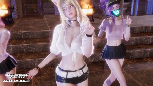 [MMD] KISS OF LIFE - Sticky Ahri Seraphine Akali Kpop Dance League of Legends Hentai