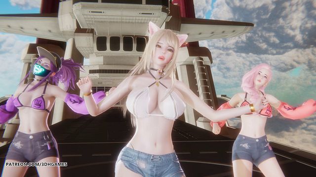 [MMD] Unis - Curious Ahri Akali Seraphine Hot Kpop Dance League of Legends Uncensored Hentai