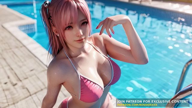 3D Animation : Doa - Honoka Swimming Pool Blowjob Deepthroat Uncensored Hentai