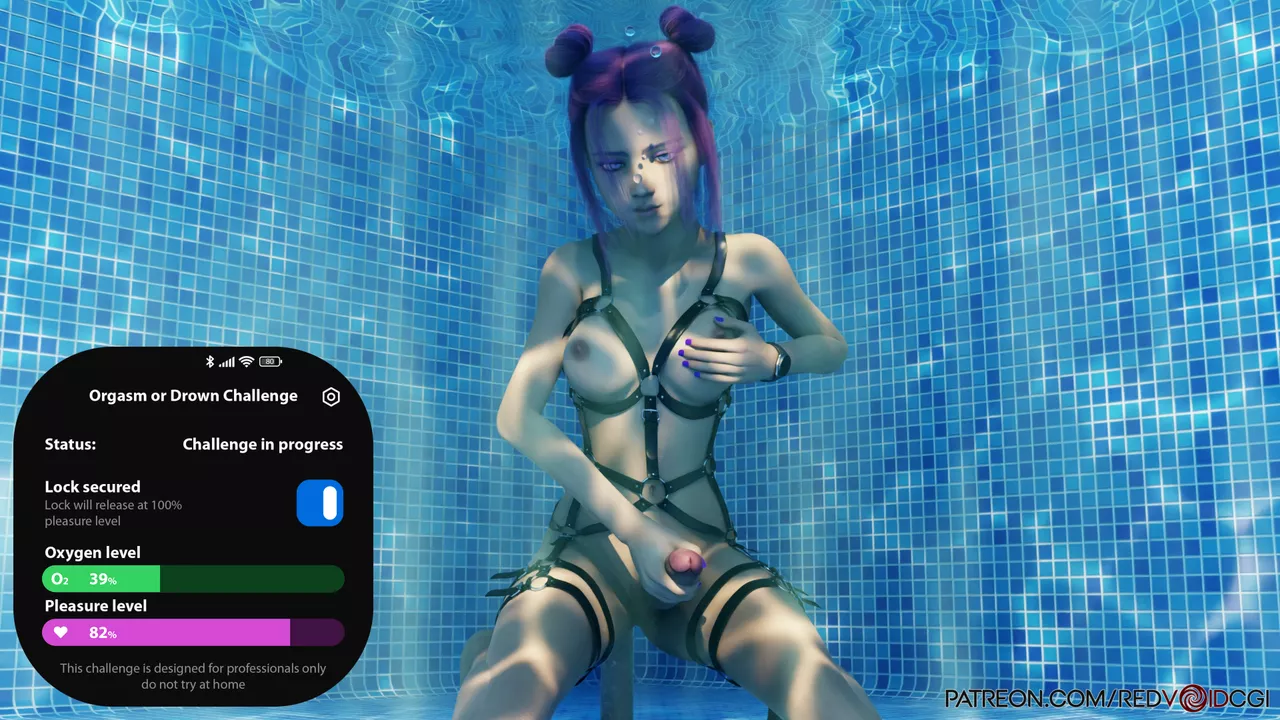 Orgasm or drown futa version by Redvoidcgi (underwater masturbation challenge)
