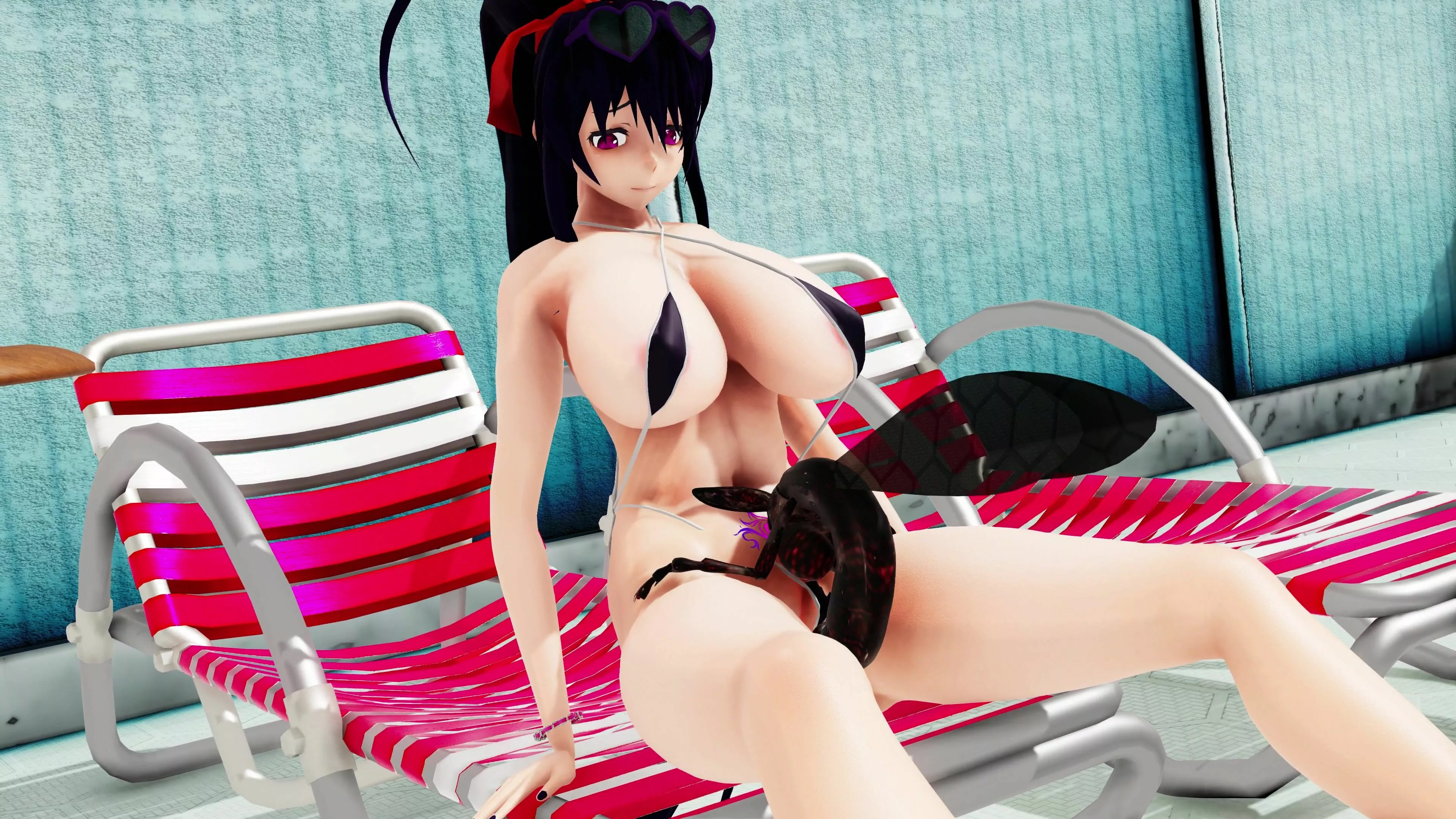 [KiruNeru] Poolside Bugs Highschool DxD Variant with Rias & Akeno