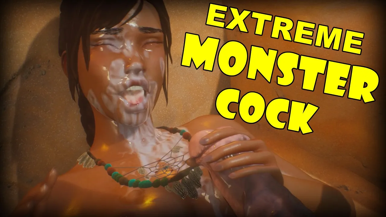 MONSTER COCK CUMSHOT Launches All Over Harem Girl's Face and Tits