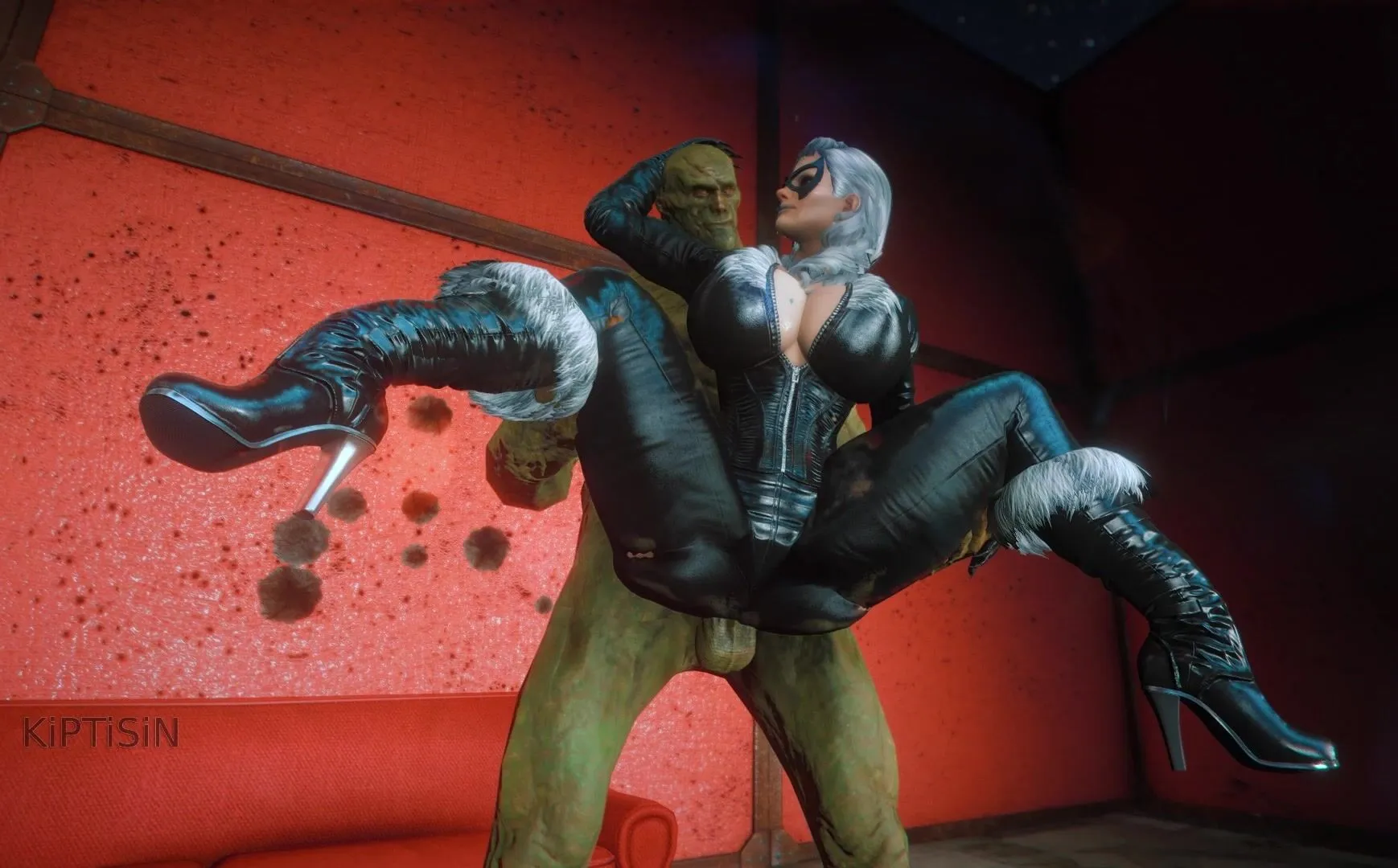 Black Сat plays with Super Mutant Big Dick
