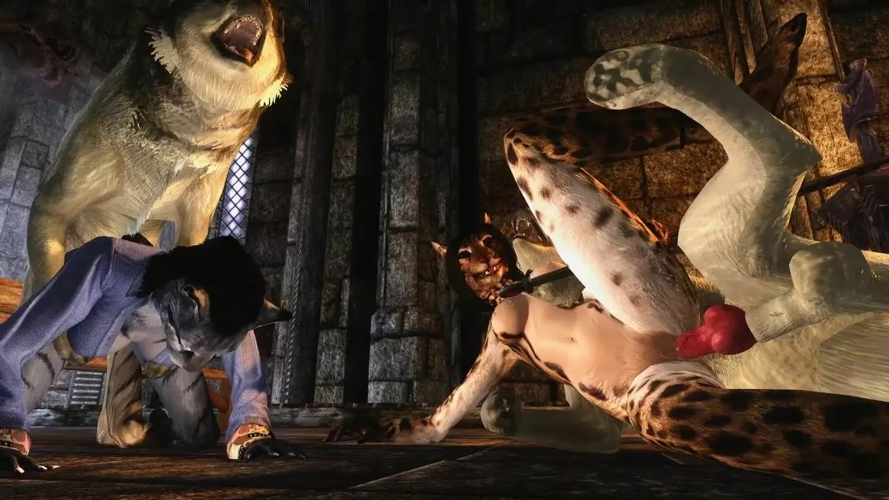 Two Khajiit Bred by Lustful Huskies
